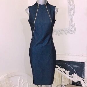 Calvin Klein Double Zip Stretch Denim Dress